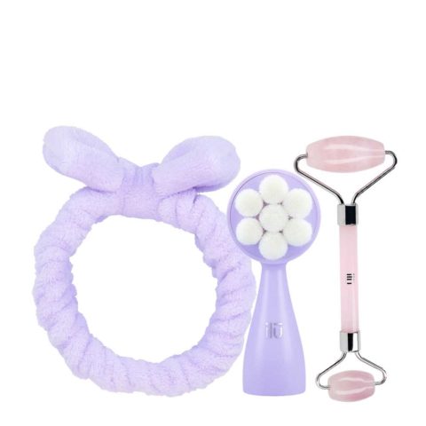 ilū Skin Care Headband Purple Face Brush Purple Rose Quarz Facial Roller