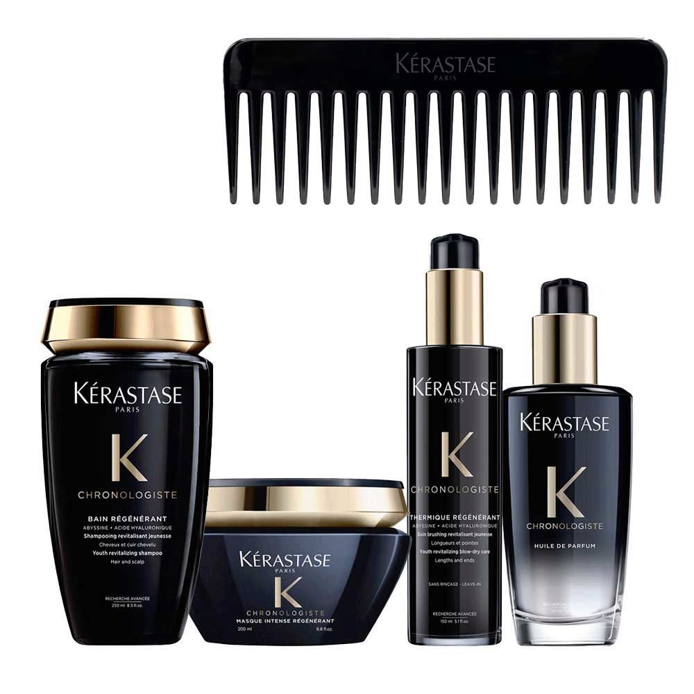 Kerastase Chronologiste Bain Regenerant 250ml Masque 200ml Thermique Regenerant 150ml Huile 100ml + peigne en cadeau