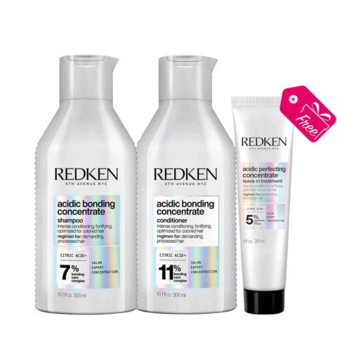Redken Acidic Bonding Concentrate Shampoo 300ml Conditioner 300ml + Leave - in 30ml En Cadeau