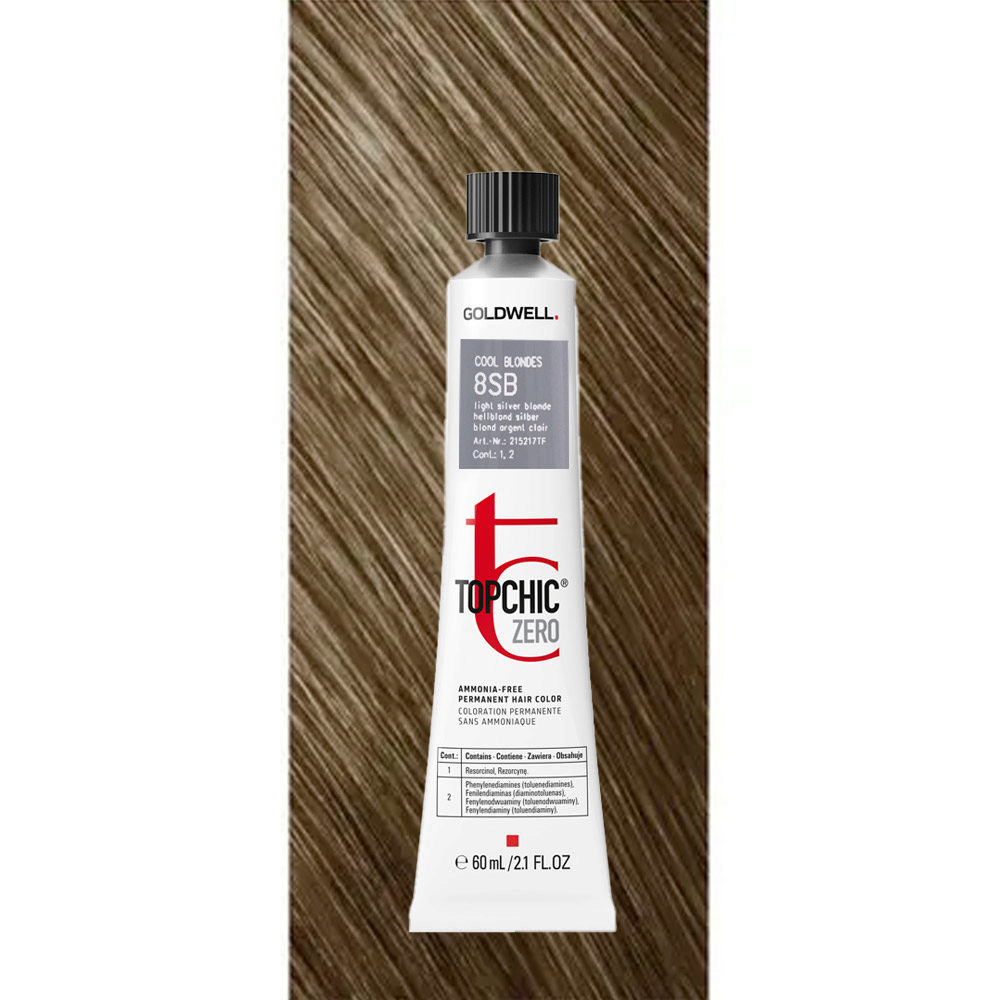 8SB Topchic Zero Cool Blondes Light Silver Blonde tb 60ml - coloration permanente sans ammoniaque