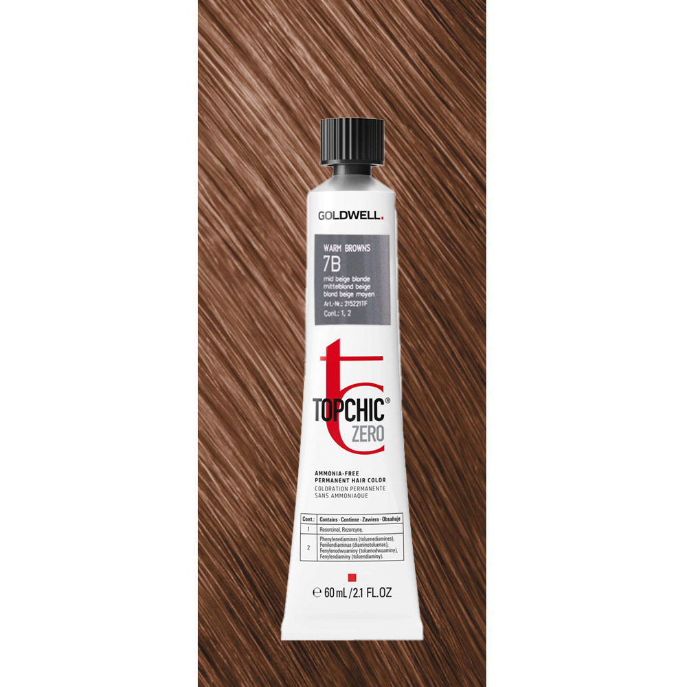 7B Topchic Zero Warm Browns Mid Beige Blonde tb 60ml - coloration permanente sans ammoniaque