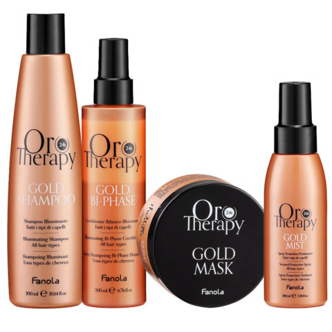 Fanola Oro Therapy Oro Puro Gold Shampoo 300ml Conditioner 200ml Mask 300ml Mist 100ml