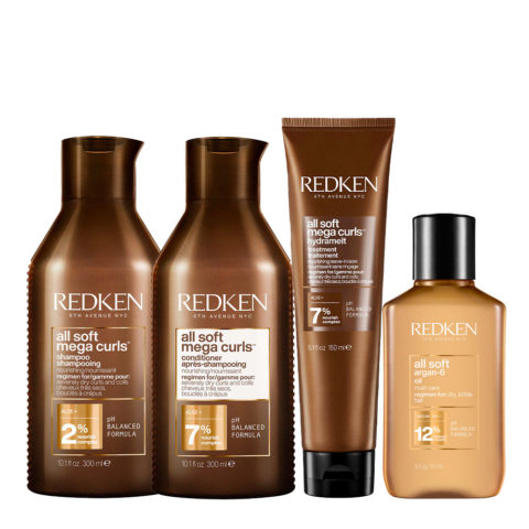 Redken All Soft Mega Curls Shampoo 300ml  Conditioner 300ml Hydramelt 150ml Argan Oil 111ml