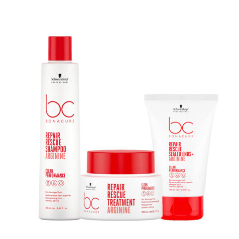 Schwarzkopf BC Bonacure Repair Rescue Shampoo Arginine 250ml Treatment 200ml Sealed Ends 100ml