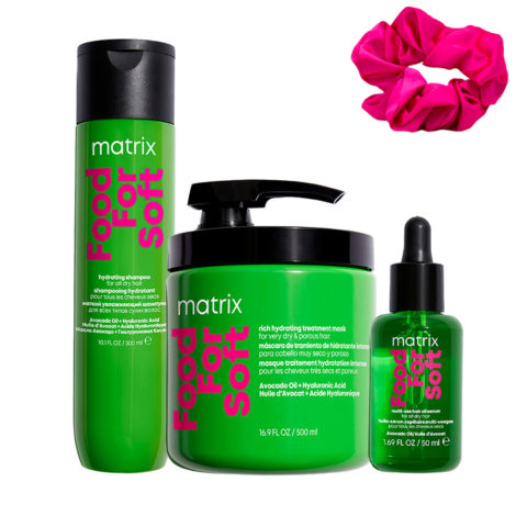 Matrix Haircare Food For Soft Shampoo 300ml Mask 500ml Oil 50ml + InstaCure Scrunch en cadeau