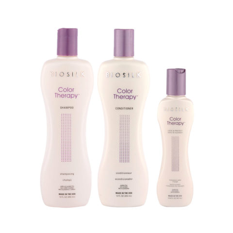 Biosilk Color Therapy Shampoo 355ml Conditioner 355ml Lock & Protect Leave In Treatment 167ml