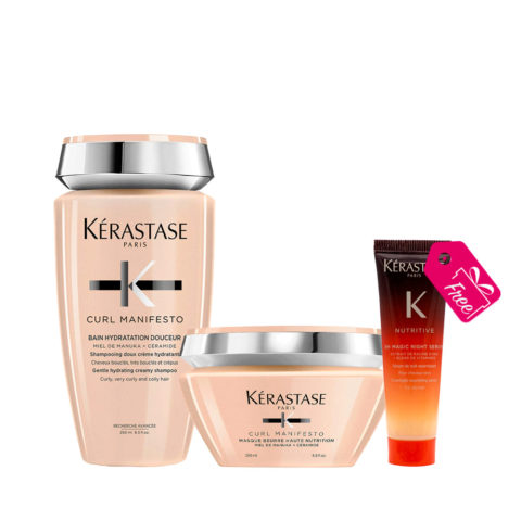 Kerastase Curl Manifesto Shampoo 250ml Mask 200ml+ Nutritive 8H Magic Night Serum 30ml OFFERT