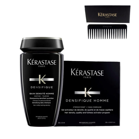 Kerastase Densifique Homme Shampoo 250ml Cure 30x6ml + Professional Comb For All Types Hair OFFERT
