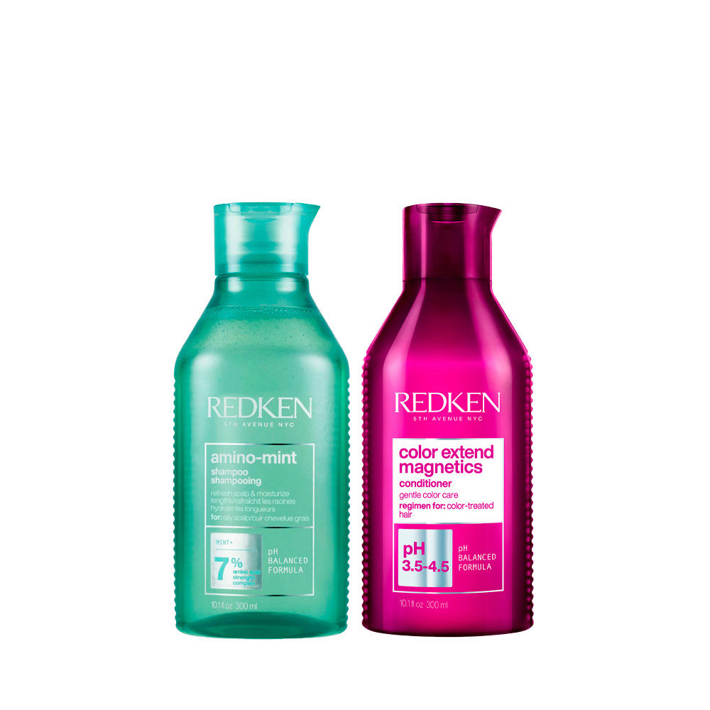 Redken Amino Mint Shampoo 300ml Color Extend Magnetics Conditioner 300ml - soin purifiant pour cheveux colorés