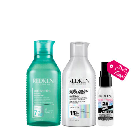 Redken Amino Mint Shampoo 300ml Acidic Bonding Concentrate Conditioner 300ml + One United All In One Spray 30ml OFFERT