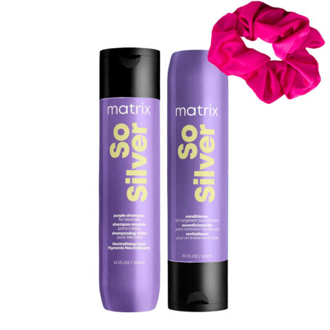 Matrix Haircare So Silver Shampoo 300ml Conditioner 300ml + Scrunch En Cadeau
