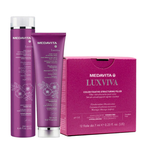 Luxviva Post Color Acidifying Shampoo 250ml Mask 150ml Filler 12x7ml