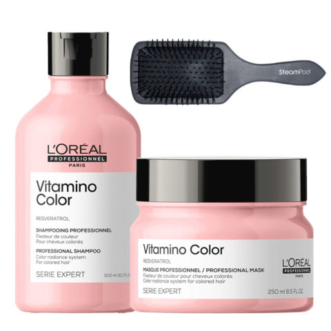Paris Vitamino Color Shampoo 300ml Mask 250ml + Brosse Offerte