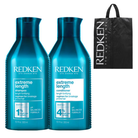 Redken Extreme Length Shampoo 300ml Conditioner 300ml + Porte-objets de voyage GRATUIT