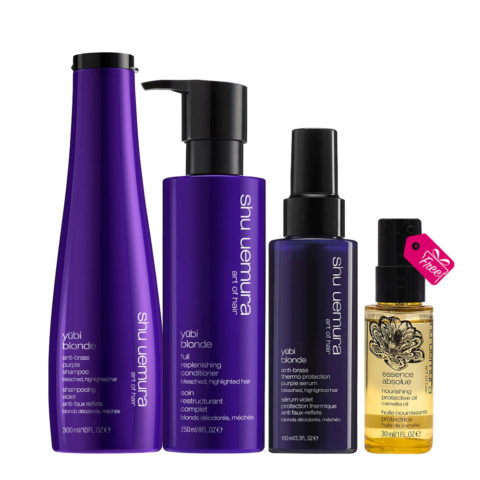 Yubi Blonde Anti-Brass Purple Shampoo 300ml Conditioner 250ml Serum 100ml + Oil 30ml OFFERT