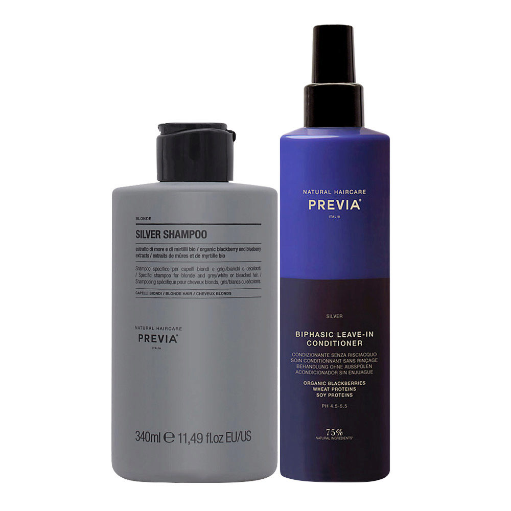 Previa Silver Blonde Shampoo 340ml  Biphasic Leave-in Conditioner 200ml