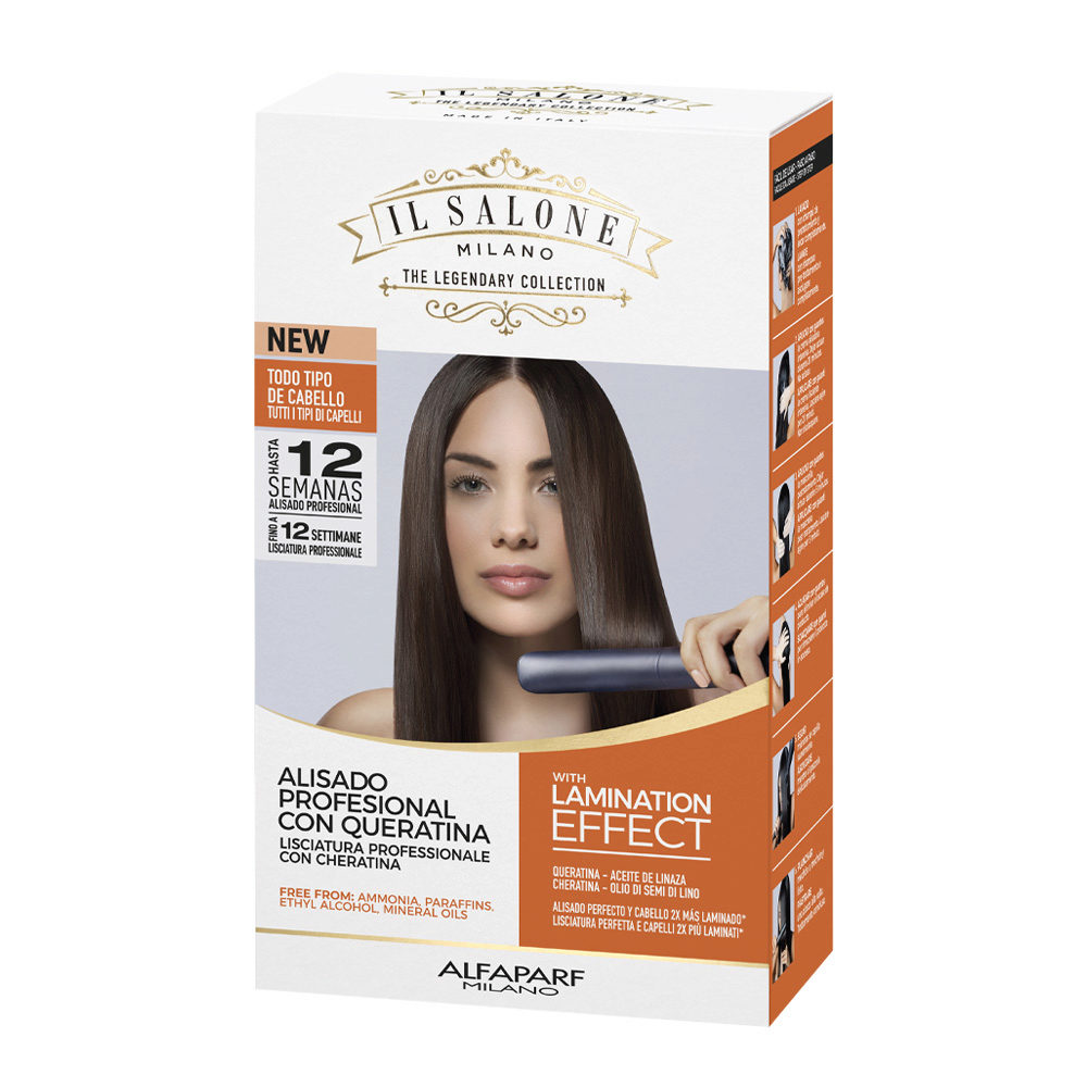 Alfaparf Milano Il Salone Straight Kit Linseed Oil - soin lissant pour tous types de cheveux